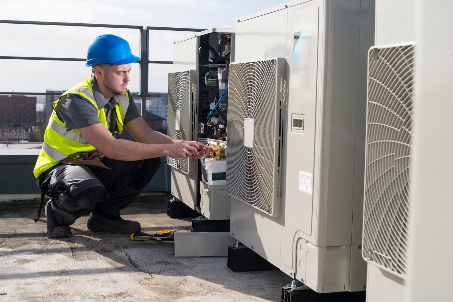 air conditioning installation on rooftop